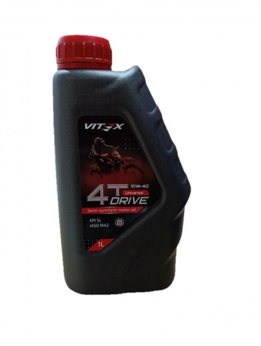 масло Vitex Drive 4T 10w40 JASO-MA2 Universal  п/с 1 л для мотоциклов (15шт)