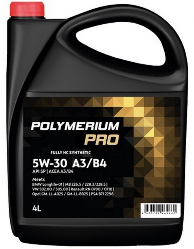 масло Polimerium PRO 5W-30 A3/B4 синтетическое для автомобилей 4 л (4) 